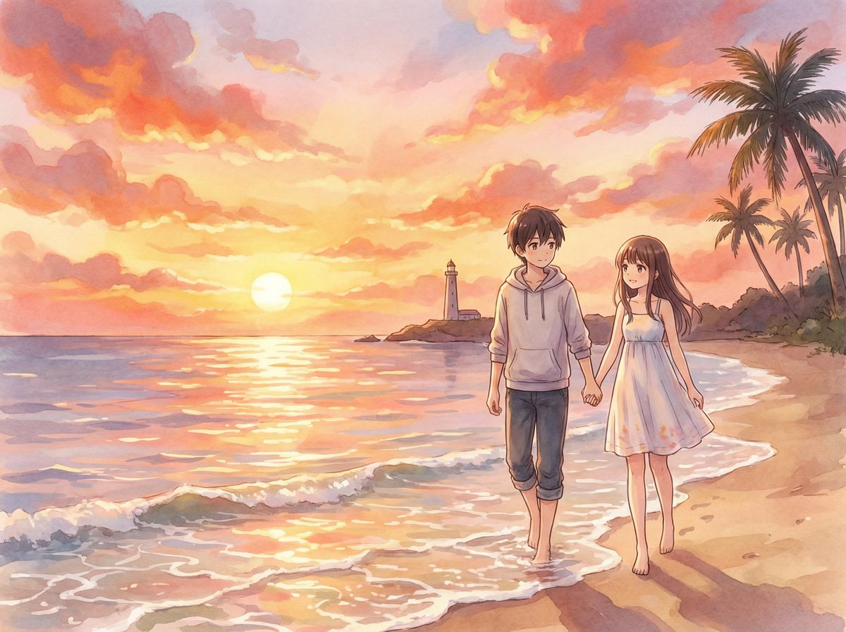 精神小妹动漫-海边夕阳物语